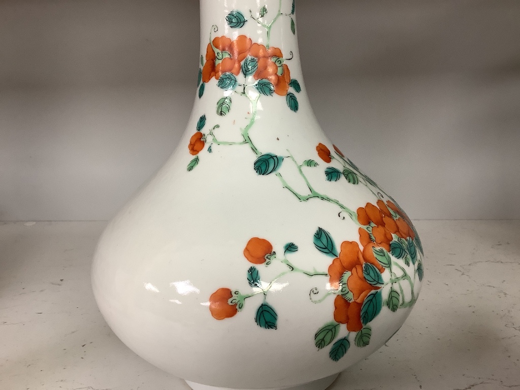 A Chinese enamelled porcelain bottle vase, height 25cm